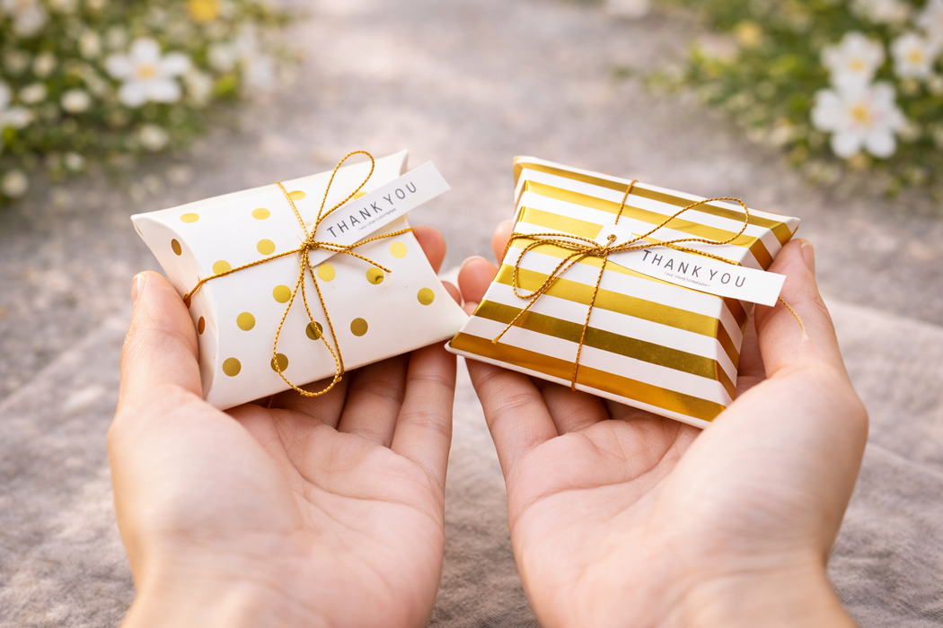 Golden Decorative Folding Paper pillow  Gift Boxes For Gifting Chocolates, Dryfruits Items - Fancy Decorative packaging In Marriage,Function, Birthday Packing, Engagement (Copy)