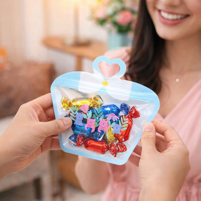 Small Bow Shape Ziplock Pouches , zipper bags for storage, gifting, travel user, kitchen zip lock Bag for jewellery, return gift, kids, birthday,Baby shower,wedding,Lightweight, for small items