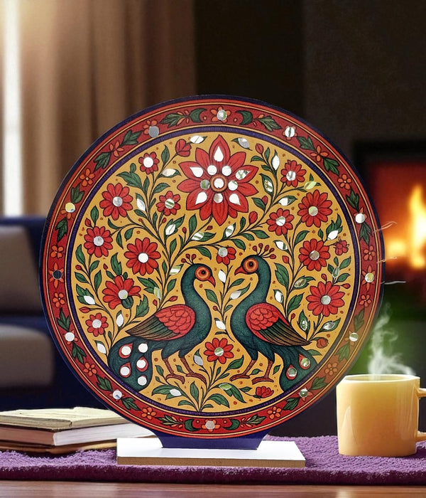 Round Ganpati Mandap with Stand – 18 Inch | Mandala & Peacock Theme + Jharokha Shape Option