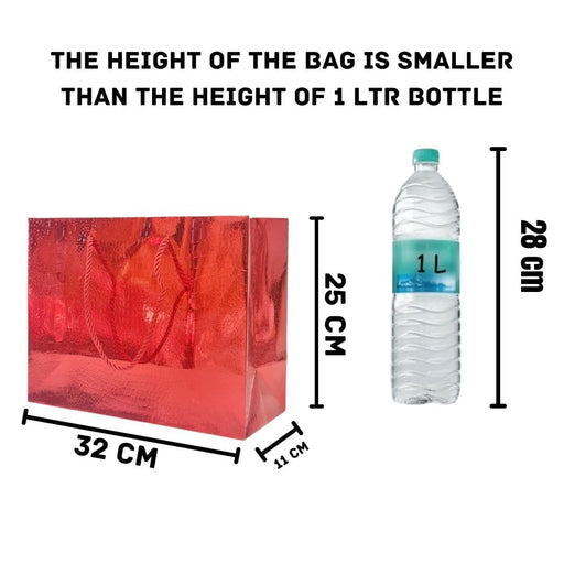 10 Pcs Big Size Shiny Paper Bag Gift Bags with Handle Gift Paper bag, gift For Gifting, marriage, Return Gifts, Birthday, Wedding, Party, Season's Greetings (Big, Golden)