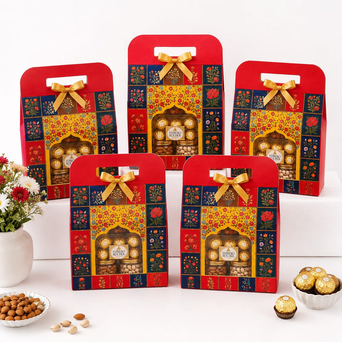Peacock Rajwadi Gift Box with Window cardboard  | Premium Return Gift & Hamper Packaging Box |