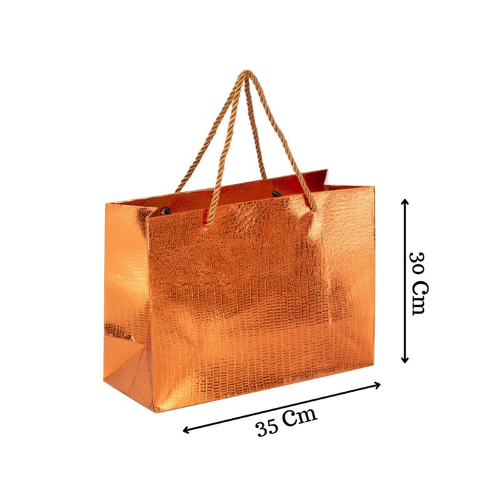 SATYAM KRAFT 6 pieces Orange paper bags 30*35 cm perfect for birthday packaging, return gifts chocolate box packing bag, gift material, party carry bags (pack of 6)