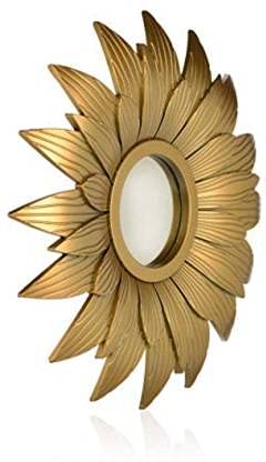 Sunflower Design Wall Mirror Hanging Sunflower Shape Design Round Frame For Home Decor,Hanging In Bedroom,Living Room With Hook For Hanging On Walls For Home Decorations (Framed) (Brown,Pack Of 1)