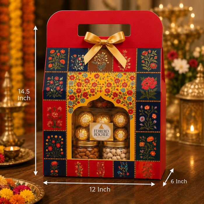 Peacock Rajwadi Gift Box with Window cardboard  | Premium Return Gift & Hamper Packaging Box |