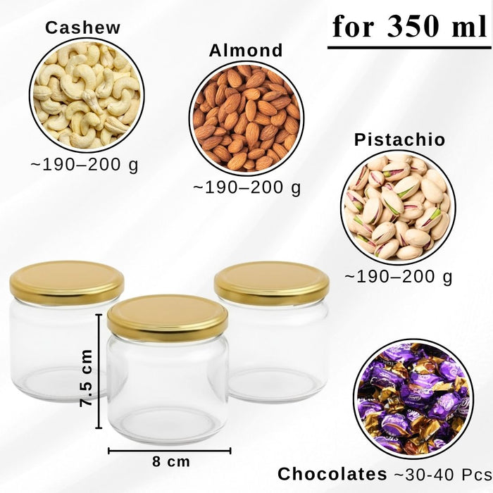 Plastic Transparent PET Storage Jars with Golden Lid | Airtight Containers for kitchen Storage, Dry Fruits, Chocolates, Sweets, & Gifting