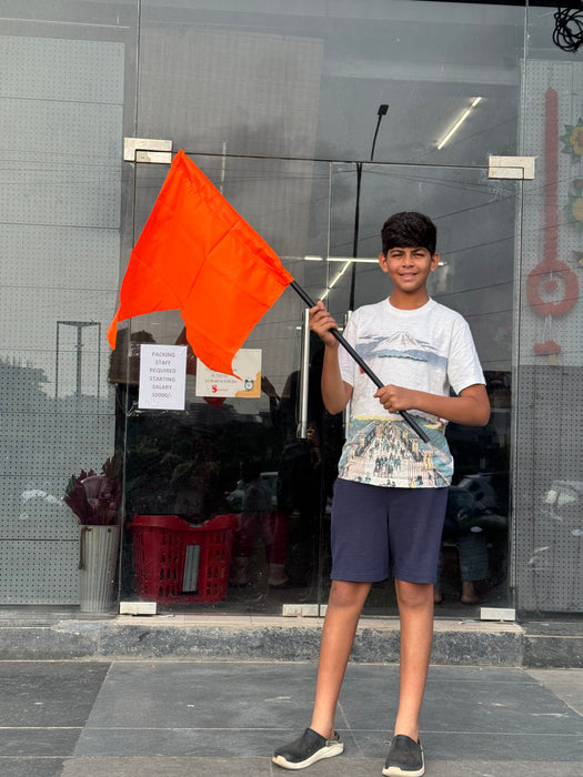 Kesariya Hindu Festival Flag – Available in Two Sizes | Hanuman Ji Double Printed Flag with Shree Ram