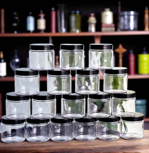 Black Lid Airtight Plastic PET Jar | 200ml & 300ml Food Grade Jars for Storage & Gifting