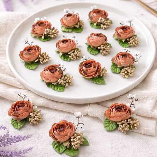 Brown Shaded colour Artifical Flower stylish Brooches Ready to use flower bunch for any occation, Hamper decoraton, Toran decoration stylish brooches.