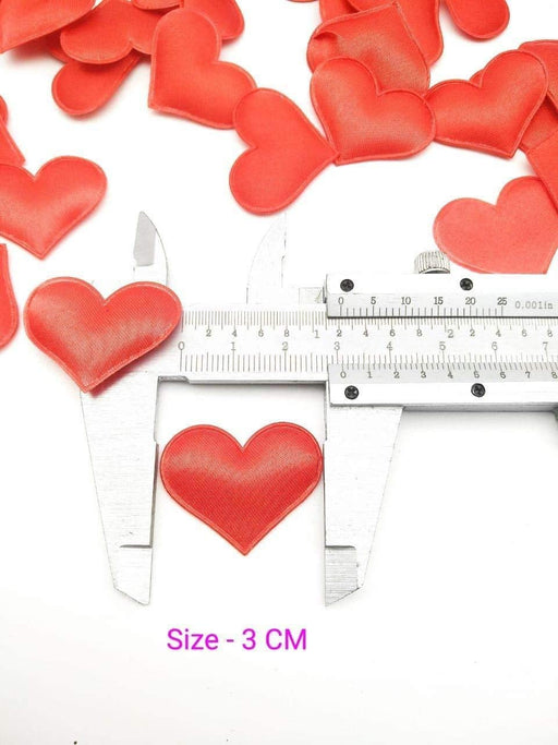 50 Pcs Red Satin Heart Patch Perfect for Him Her Valentine's day wedding New year Birthday Annivesary Mother's day Bridal shower Party Decor Romantic Art craft Clothing Table Decor