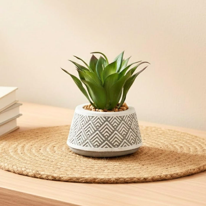 Mini Agave Artificial Green Indoor Succulent Plant with Aesthetic Ceramic Pot to Add Charm to Your Homedecor