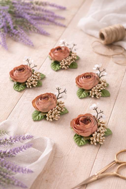 Brown Shaded colour Artifical Flower stylish Brooches Ready to use flower bunch for any occation, Hamper decoraton, Toran decoration stylish brooches.