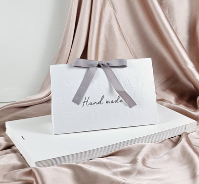 12 PCS Folding Paper Box With Ribbon Decorative Paper Folding Favor Storage Box for Wedding, Return Gift box In Festivals, Birthday, Perfect for Packing Chocolate box (White)