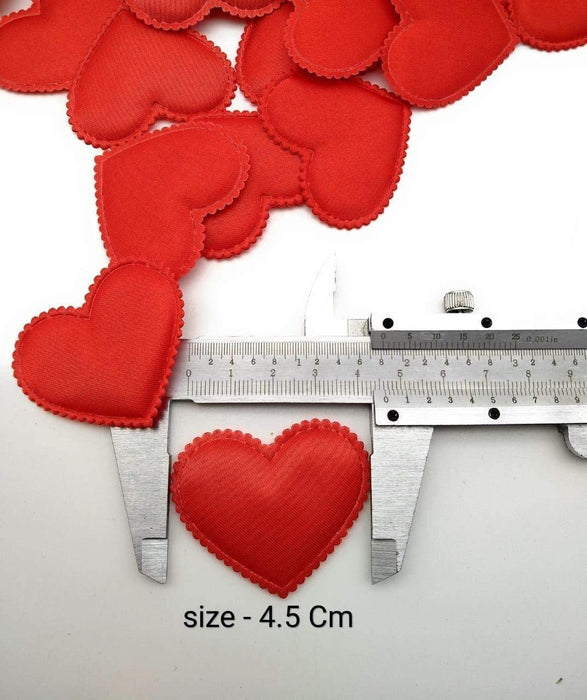 50 Pcs Red Satin Heart Patch Perfect for Him Her Valentine's day wedding New year Birthday Annivesary Mother's day Bridal shower Party Decor Romantic Art craft Clothing Table Decor