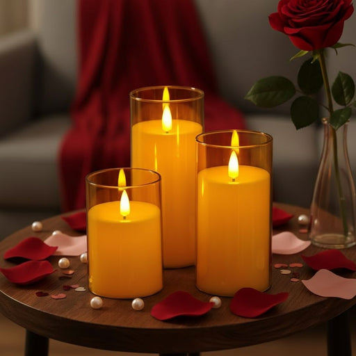 3 pcs Flameless Led Tea Light Piller Candle for Home Decoration (small, medium, large)