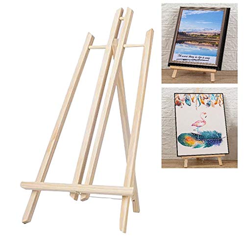 SATYAM KRAFT Pack of Set 1, 40 cm Wooden Tripod Easel Stand with 10x12 Inch  Canvas Sheet for Tabletop Easels, Christmas, New Year Decoration (10x12