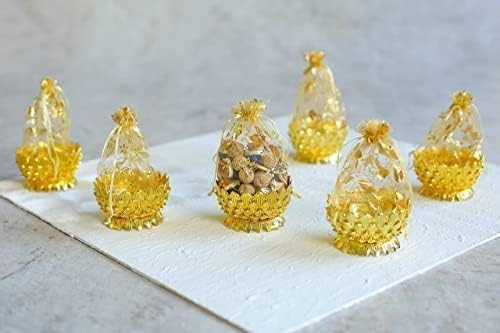 Decorative Golden Lotus Acrylic Box For Multipurpose Use, Traditional Gifting, Potli, Golden Bag, Decoration & DIY for Wedding Gift, Return Gift ,Christmas Gifting (Gold, Lotus) (17 x 9 cm)