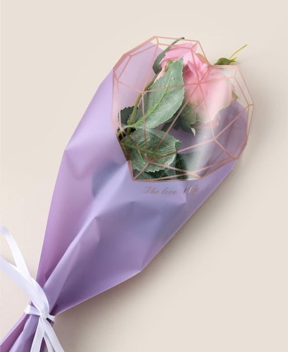 Heart Shaped Decorative Flower Bouquet Cover for Single Rose/Flower/Bouquet | Decorative Wrapping Sleeve for Gifting, Wedding, Propose, Valentine (Purple)