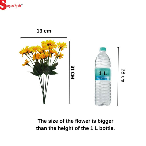 2 Pcs Artificial Sunflowers Bunch Fake Flowers for Home,Artificial Pastoral Flower, Bedroom, Living Room, Decorative Items, Office Table, Gifts (Without Vase Pot) (Yellow, Pack of 2)