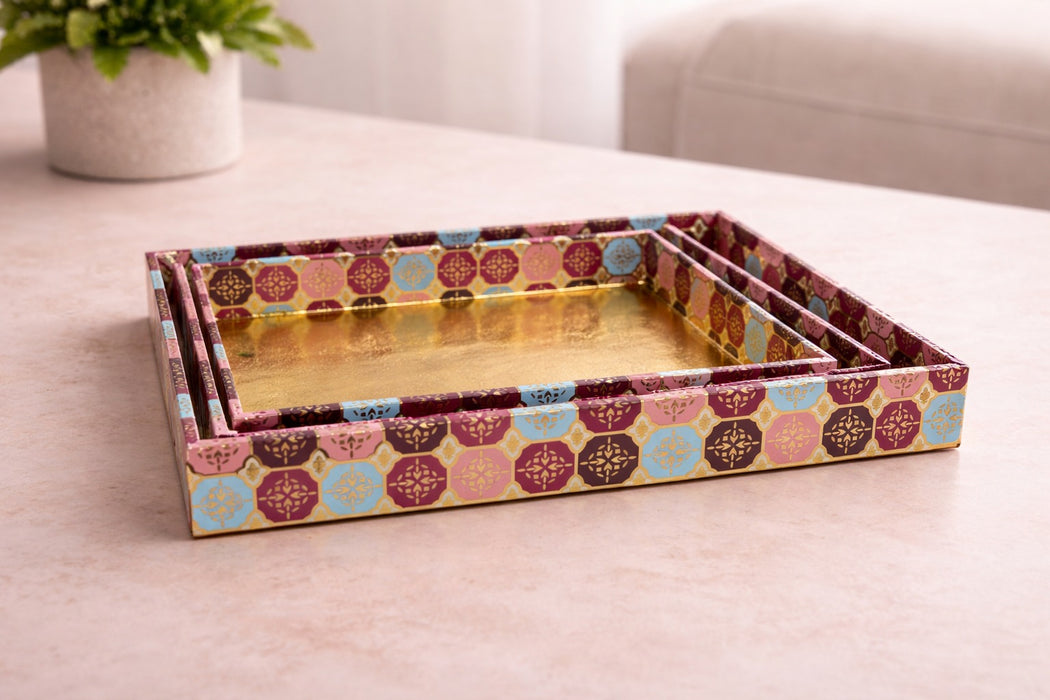Multipurpose Golden MDF Cardboard Trays – Decorative Hamper & Gifting Packaging Set (9x12, 10x14, 12x16 Inches)