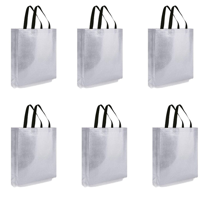 SATYAM KRAFT Medium Size Non Woven Fabric Bag With Handle 26 x 29 cm Gift Paper bag, Carry Bags, gift bag, gift for Birthday, gift for Festivals, Season's Greetings and other Events(Silver)