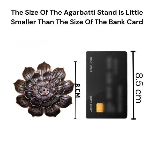 Lotus Flower Design Agarbatti Stand Incense Holder Ash Catcher Metal for Pooja, Office, Mandir,Shree Holi Pooja, Wedding & Many More Spiritual Events, Insence Burner (Bronze 2)