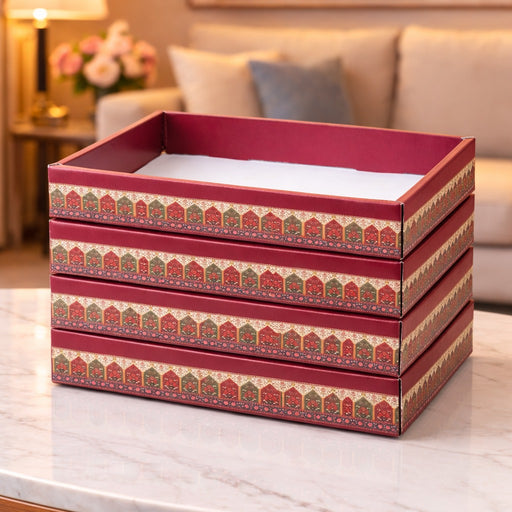 Multipurpose Decorative Viral Folding Paper Box (without net and Twister) Rectangle Cardboard Box DIY Tray for Gift Hamper, Gifting (Cardboard Folding Paper Box),Room Hamper,Wedding Hamper