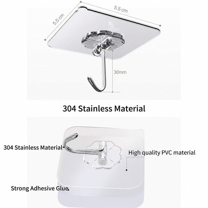 Hooks for Wall Without Drilling, Self Adhesive Hooks for Wall Heavy Duty Strong Nail Free for Hanging Photo Frame, Wall Hanger Sticky Hook,Hooks for Wall (Hanging Hook, Transparent)