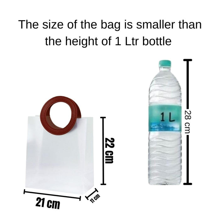 Translucent Bags Goodie Bags With Handle Gift bag, hamper bag, Carry Bags, shopping gift bag for Gifting, Presents, Packing, Return Gifts, Birthday, Events (Medium) (22x21cm)