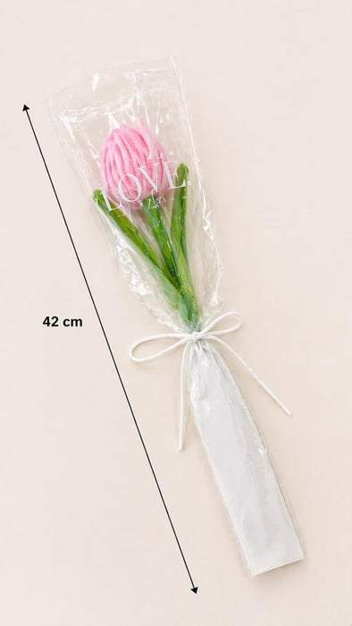 Artificial Twister (Pipe Cleaner ) Tulip Flower Bouquet | Single Wrapped Tulip Gift Set with Transparent Packing | Ready-to-Gift Flower for Valentine, Wedding & Return Gifts