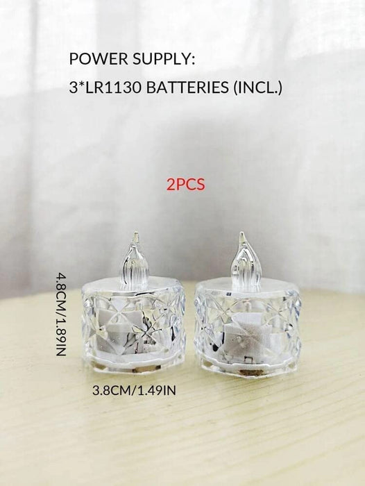 24 Pcs Flameless and Smokeless Decorative Candles Transparent Acrylic Led Tea Light Candle for Christmas, Festival,Candles (Yellow, 2 cm)