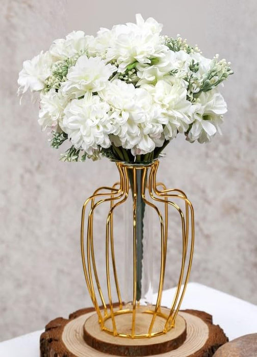 (7 head flower stick )Artificial Dahlia Fake Flowers for Home,Artificial Chrysanthemum Ball Flowers, Bedroom, Living Room, Decorative Items Office Table, Gifts (Without Vase Pot)