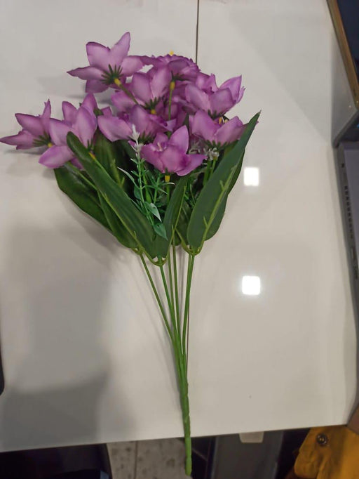 2 Bunch Artificial Flowers for Home, Office, Bedroom, Living Room, Events, Birthdays, Festivals & Gifting (Fabric, Without Vase, Purple)