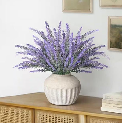5 Pcs Artificial Lavender Flower Bunches in Pot | Faux Plant for Home Decor, Living Room, Bedroom, Office, Tabletop & Gifting ( Without Pot) (37 cm)