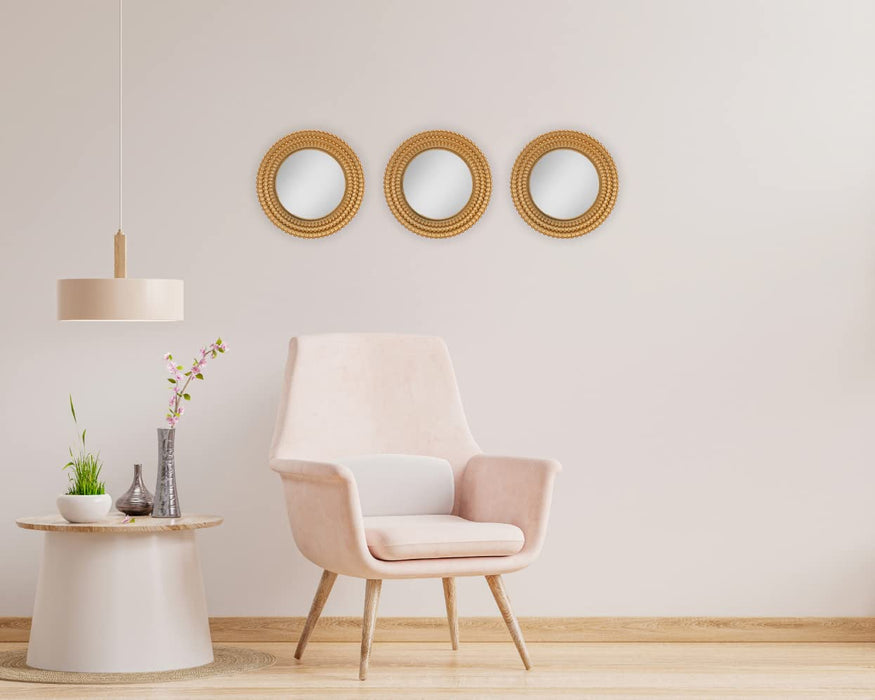 SATYAM KRAFT 1 Pcs Fiber Wall Mirror Hanging Frame for Home Decor, Hanging Frame in Bedroom, Living Room with Hook for Hanging On Walls for Home Decorations (Golden) (Model 2)