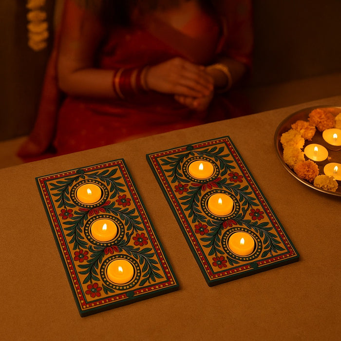 Pack of 2 India’s First 3D Tea Light | With Free 6 Candles & DIY Mirror Kit (Glue Included)