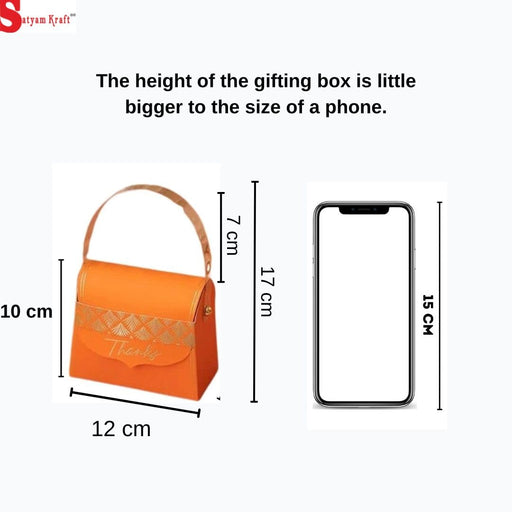 Big Decorative Folding Storage Box/ Purse style for Return Gift, Birthday, Valentine's Day - Boxes, Perfect for Packing Chocolate, Dry Fruits, and Invitations (Orange) (10 cm)