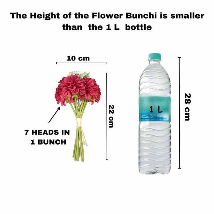 (7 head flower stick )Artificial Dahlia Fake Flowers for Home,Artificial Chrysanthemum Ball Flowers, Bedroom, Living Room, Decorative Items Office Table, Gifts (Without Vase Pot)