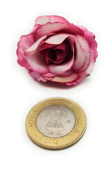 Artificial Small Rose Flowers Fake Fabric Head Rose Flowers For Home Decoration, Gift, Mandir Pooja Table, Cake Decor, Bouquet Making, Backdrop, DIY Art Craft, Diwali Items Material (4 cm)