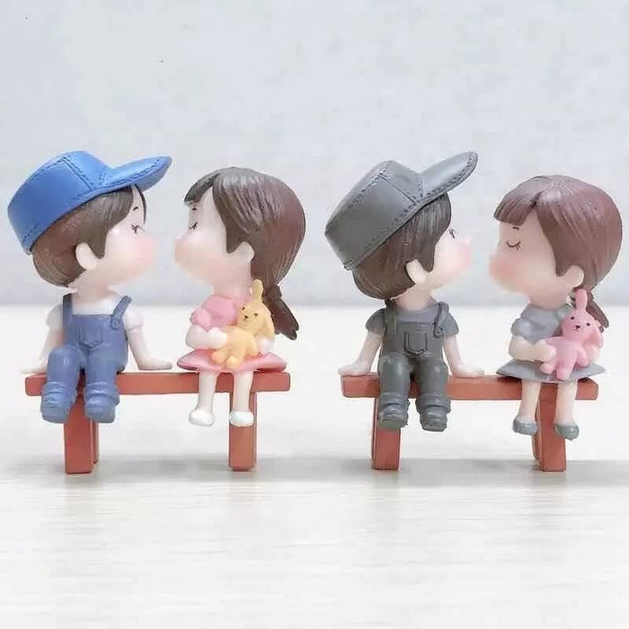 Set Couples Miniature Figurines Multiuse as, Toys, Showpieces, Gift Item (, Multicolor) ( Bench,  Couples) (Random  coule set