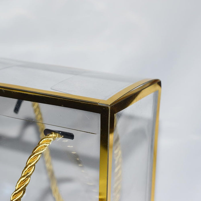Clear Transparent Gift Box with Frame and Rope Handle for Hampers, Wedding Gifts, Return Gifts, Chocolates, Dry Fruits, Cosmetics, Baby Shower, Festive Gifting & Premium Gift Packaging (12 cm x 12 cm x 12 cm)