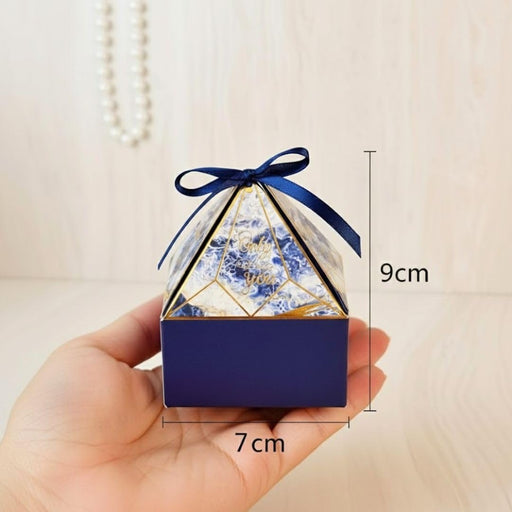 Decorative Folding Storage Box for Return Gift, Birthday, Gift Boxes with Ribbon, Perfect for Packing Chocolate, Dry Fruits. (Blue)