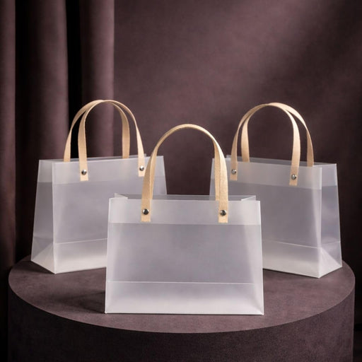 Small size (19.5 X 8.5 X 14.5 CM )Translucent Bags Goodie Bags With Handle Gift bag, hamper bag, Carry Bags, shopping gift bag, gift for Gifting, Presents, Return Gifts, Birthday, Party, Festivals