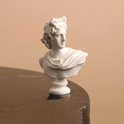 1 Pcs Mini Greek Roman Bust Statue | Apollo Resin Sculpture | Home & Office Desk Decor | Decorative Showpiece for Bedroom, Living Room, Bookshelf, and Art Lovers (White, Small) (7.5 cm)