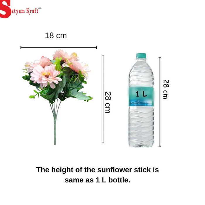 1 Pcs Artificial Sunflower Fake Flowers Sticks Bunch Decorative Items for Home Decor,Room, Living Room, Table, Diwali Decoration(Without Vase Pot) (Pack of 1)