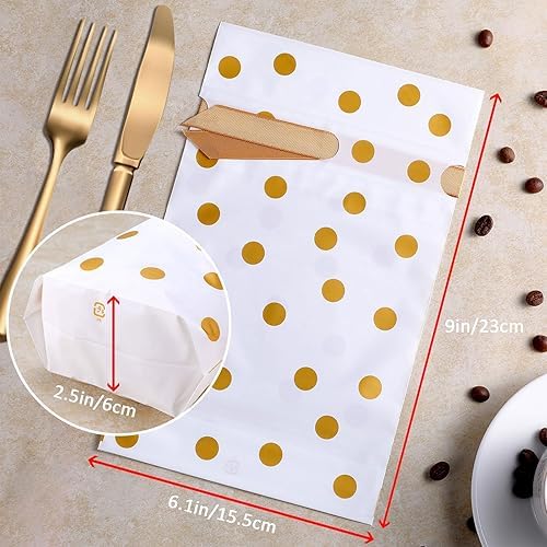 Polka Dot Gift Pouches with Satin Ribbon – White & Silver/Gold Dots