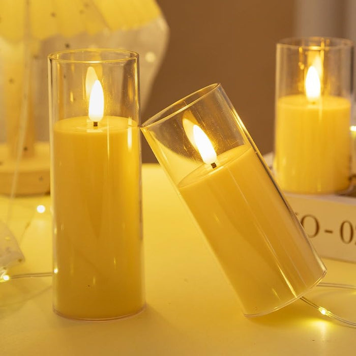 3 pcs Flameless Led Tea Light Piller Candle for Home Decoration (small, medium, large)