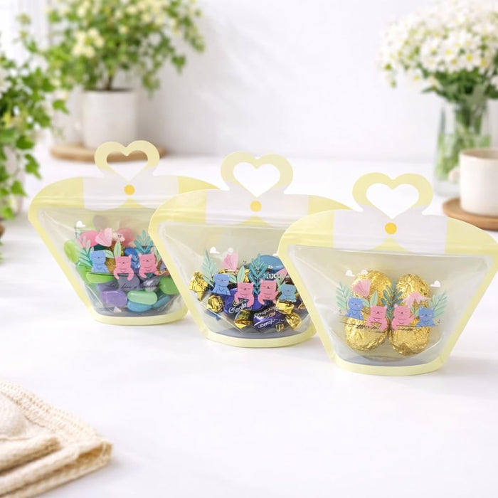 Small Bow Shape Ziplock Pouches , zipper bags for storage, gifting, travel user, kitchen zip lock Bag for jewellery, return gift, kids, birthday,Baby shower,wedding,Lightweight, for small items