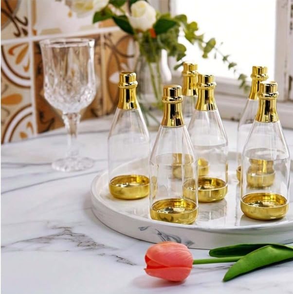 Small Size Golden Acrylic Box Champagne Design Plastic Storage Bottles (11.5 cm) | Perfect for Return Gifts, Chocolates, Dry Fruits & Invitations baatli,batli,chandi