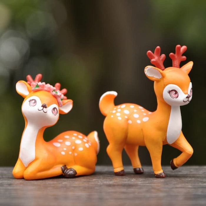 Deer Miniature Multiuse as Home-Garden Decorations, Cake Topper, Toys, Showpieces, Table Topper, Gift Item (4 Pieces)