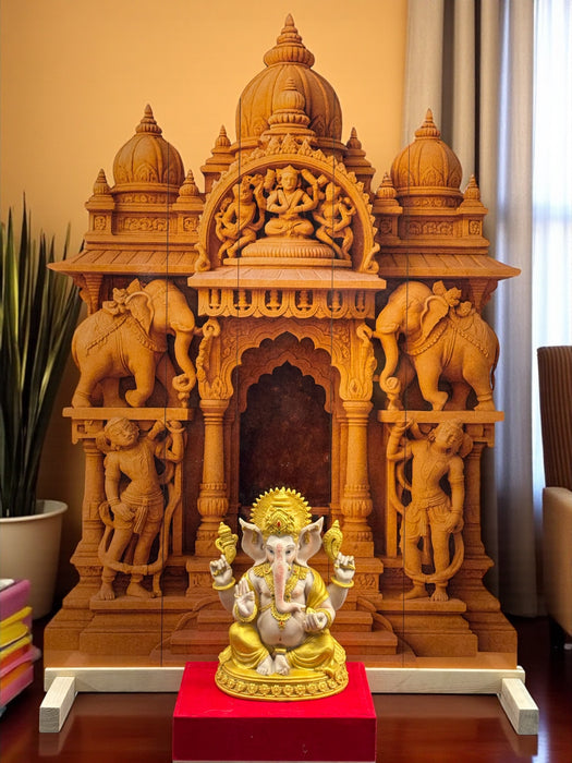 Temple Style 3D Durga Pujo ,navratri,Diwali Backdrop | Foldable Rajadhiraj-Inspired Mandap Decor